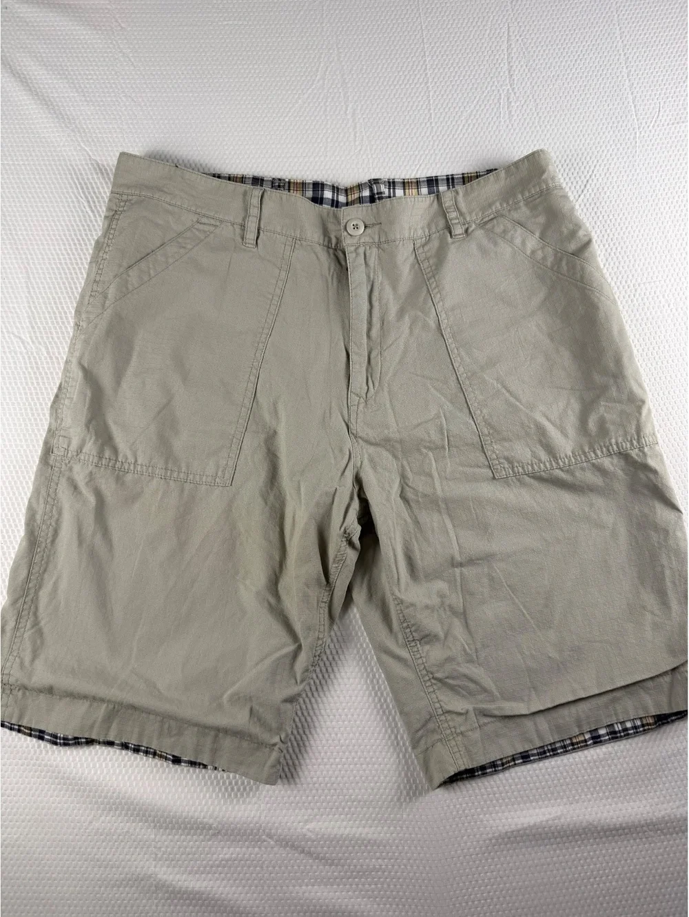 Men’s Reversible Shorts Approx 38 Khaki Plaid 2-in-1 Preppy Golf Casual Gap?